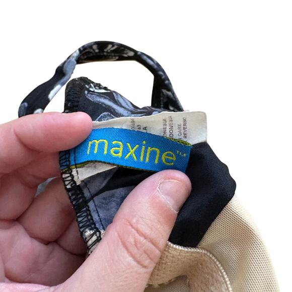 Maxine Black White Grey Floral One Piece Swimsuit 14 Vintage 90s Pinup Spa Girl - Picture 13 of 13